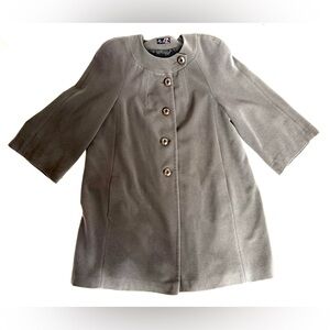 Kristina Vintage Women Size 14 Gray Wool Pea Coat Buttons Up Bell Sleeves